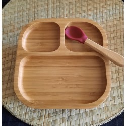 Set de repas pour bébé: Assiette à compartiments + cuillère