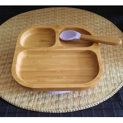 Set de repas pour bébé: Assiette à compartiments + cuillère